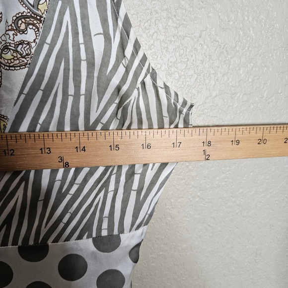 Chan Luu 100% Silk Patchwork Midi Dress‎ Floral Paisley Stripes Small Ivory gray - Picture 9 of 10